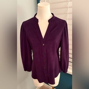 White House Black Market Deep Purple Suede Like Top